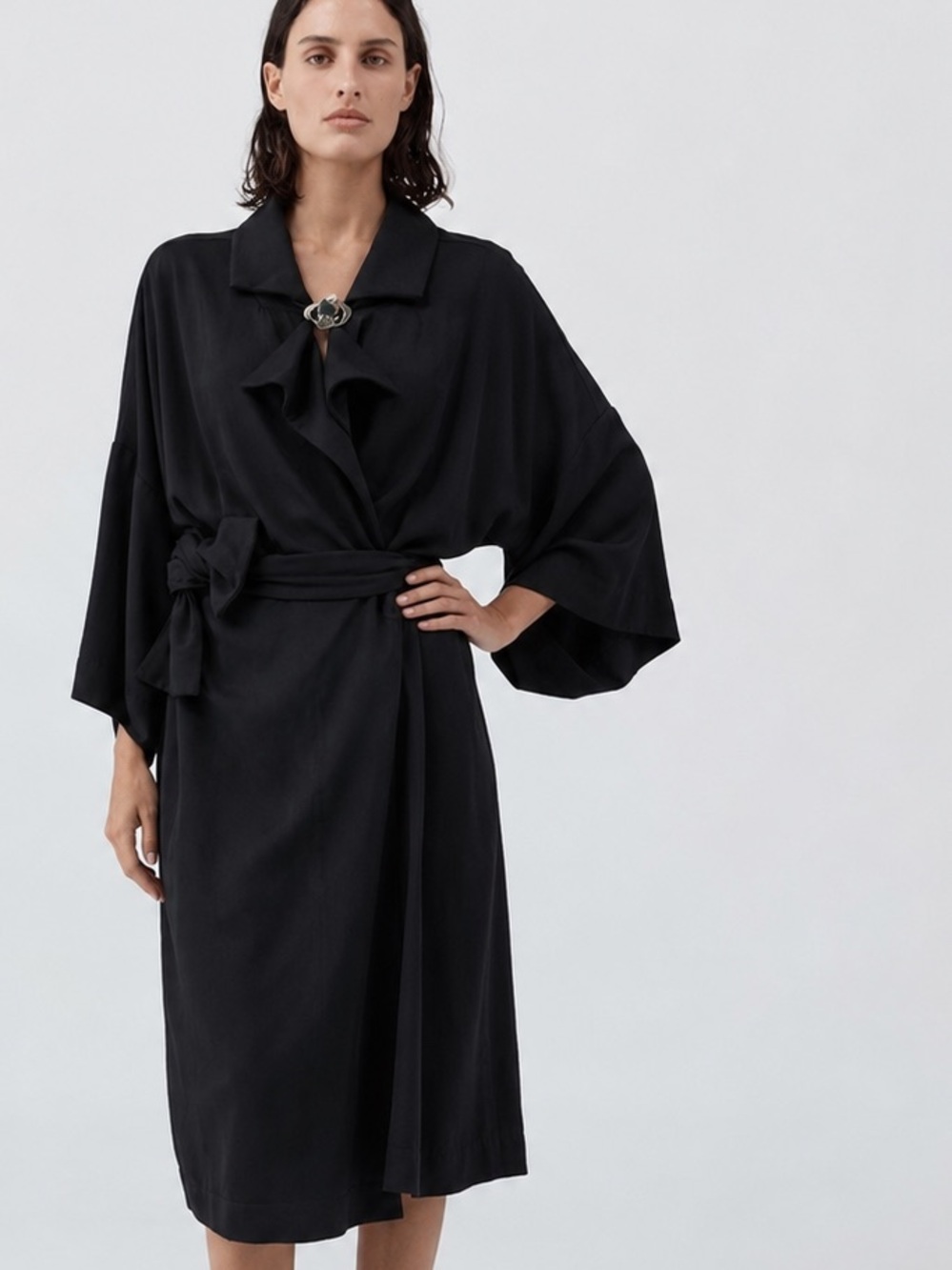 Zara Oversized & Slouchy Asymmetrical Trench Robe Dress - Medium